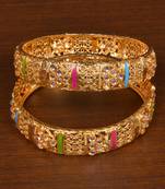 Gold plated zircon embellished bangles for women BD487