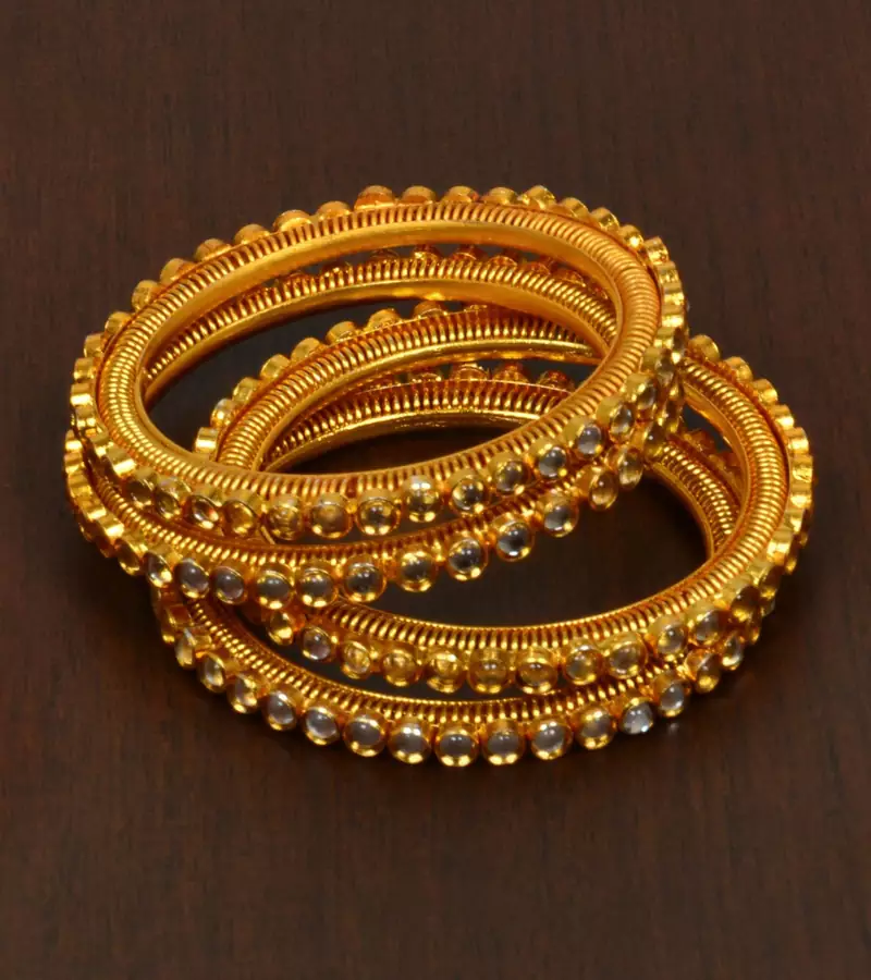 Gold Plated Kundan Embellished Bangle Set BD489