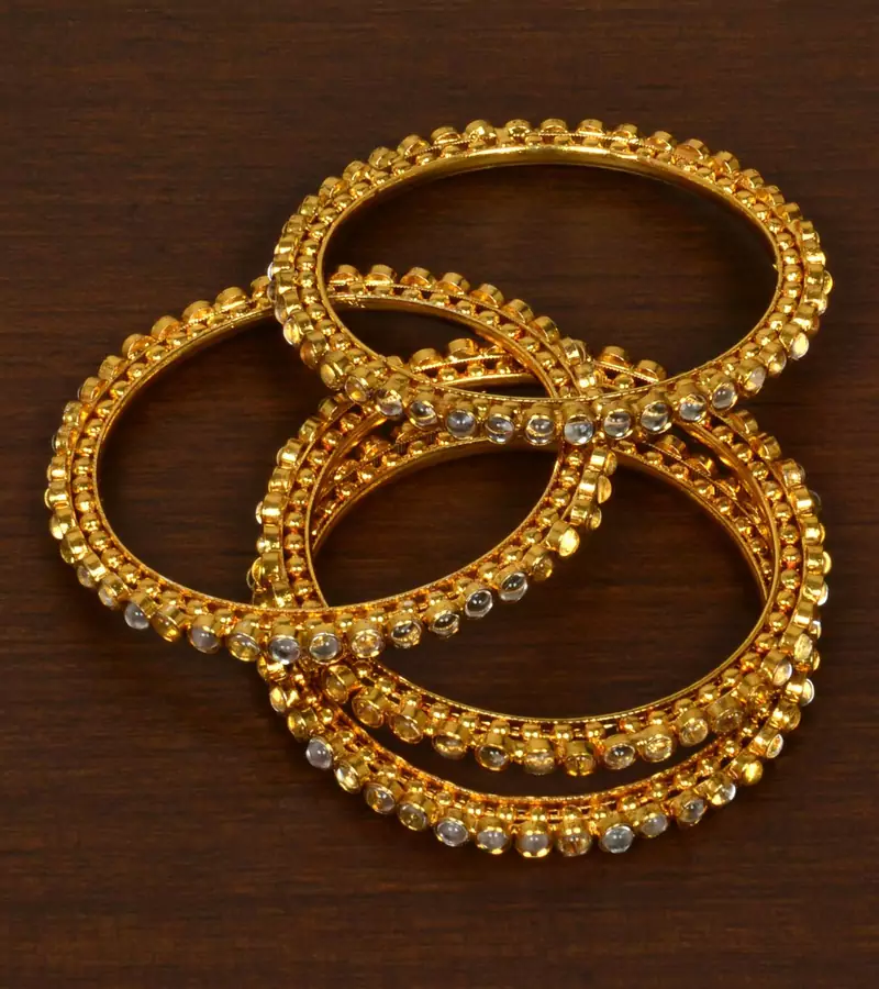 Gold Plated Kundan Embellished Bangle Set BD490