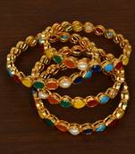 Gold Plated Kundan Embellished Bangle Set BD491
