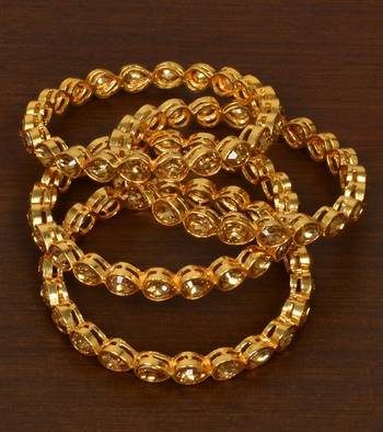 Gold Plated Kundan Embellished Bangle Set BD492 1