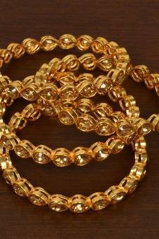 Gold Plated Kundan Embellished Bangle Set BD492