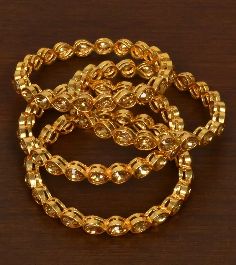 Gold Plated Kundan Embellished Bangle Set BD492