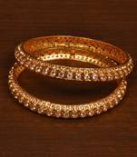 Gold plated gheru stone embellished copper made  bangles BD494