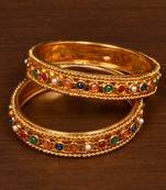 Gold Plated Stone Embellished Bangle Set for Women BD499