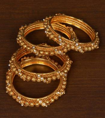 Gold Plated Kundan Embellished Designer Bangles BD516 1