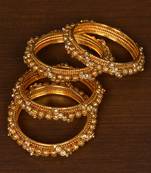 Gold Plated Kundan Embellished Designer Bangles BD516