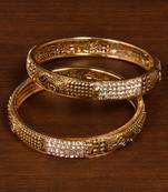 Gold Plated Peacock Designed Zircon Stone Embellished Bangles BD517