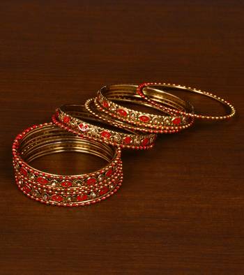 Antique Look Designer Meenakari Worked Bangle Set BD518 1