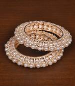 Gold plated zircon and beads embellished bangles BD519