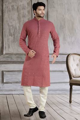 arruga light wine embroidered pure georgette kurta-pajama 1