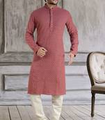 arruga light wine embroidered pure georgette kurta-pajama