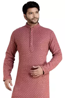 arruga light wine embroidered pure georgette kurta-pajama