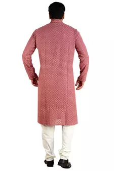 arruga light wine embroidered pure georgette kurta-pajama
