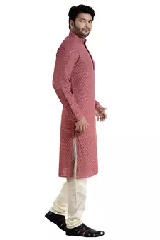arruga light wine embroidered pure georgette kurta-pajama