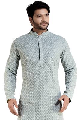 arruga Silver embroidered pure georgette kurta-pajama 2