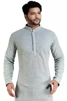 arruga Silver embroidered pure georgette kurta-pajama