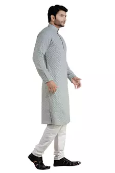 arruga Silver embroidered pure georgette kurta-pajama