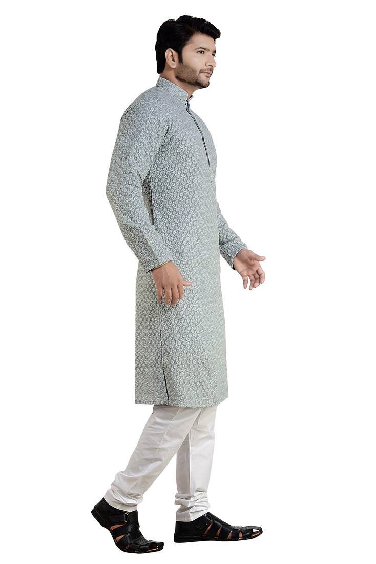 arruga Silver embroidered pure georgette kurta-pajama