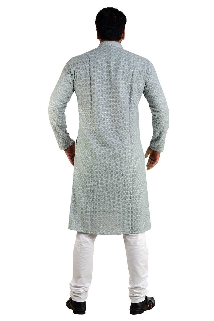arruga Silver embroidered pure georgette kurta-pajama