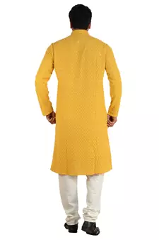 arruga mustard Yellow embroidered pure georgette kurta-pajama