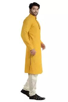 arruga mustard Yellow embroidered pure georgette kurta-pajama