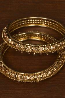 Zircon Stone Embellished Antique Gold Plated Bangles BD514