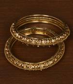 Zircon Stone Embellished Antique Gold Plated Bangles BD514
