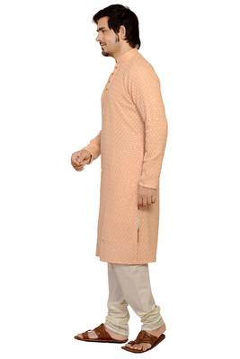 Arruga light peach Pink embroidered pure georgette kurta-pajama 3