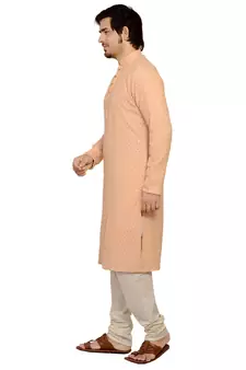 Arruga light peach Pink embroidered pure georgette kurta-pajama