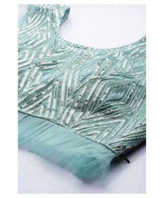 Kvsfab Green & Silver-Toned Embellished Sequinned Semi-Stitched Lehenga & Unstitched Blouse With Dupatta 4