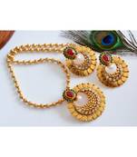 Beautiful Goldplated Red Green Coin Necklace Set