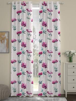 ROSARA HOME Floral  Pack of 2 Regular Curtains,Pink 1
