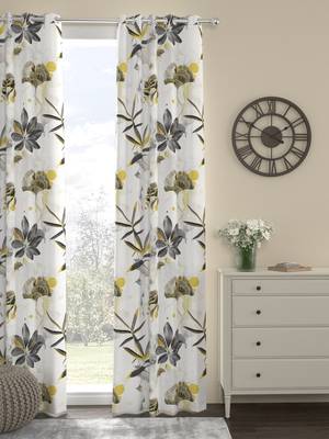 ROSARA HOME Pack of Single Eyelet Polyester Curtain,Black 1