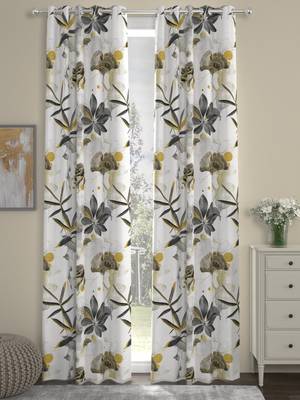 ROSARA HOME Pack of 2 Eyelet Polyester Curtains,Black 1