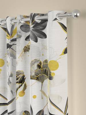 ROSARA HOME Pack of 2 Eyelet Polyester Curtains,Black 2