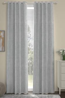 ROSARA HOME Pack of 2 Eyelet Polycotton Curtains,Grey
