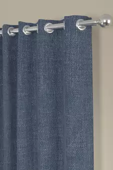 ROSARA HOME Pack of 2 Eyelet Polycotton Curtains,Navy Blue