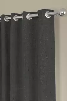 ROSARA HOME Pack of 2 Eyelet Polycotton Curtains,Dark Grey
