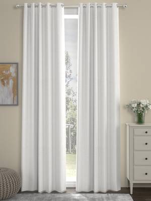 ROSARA HOME Pack of 2 Eyelet Polyester Curtains,White 1