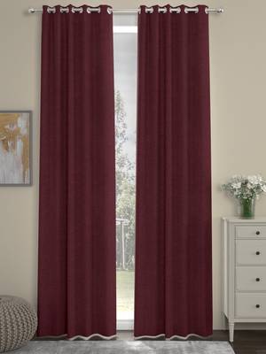 ROSARA HOME Pack of 2 Eyelet Polyester Curtains,Maroon 1