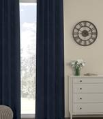 ROSARA HOME Pack of Single Eyelet Polyester Curtain,Navy Blue