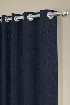 ROSARA HOME Pack of 2 Eyelet Polyester Curtains,Navy Blue