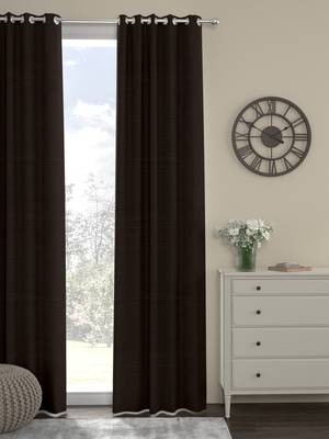ROSARA HOME Pack of Single Eyelet Polyester Curtain,Dark Brown 1