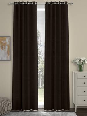 ROSARA HOME Pack of 2 Eyelet Polyester Curtains,Dark Brown 1