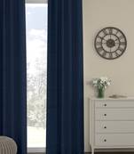 ROSARA HOME Pack of Single Eyelet Polyester Curtain,Navy Blue