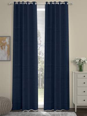ROSARA HOME Pack of 2 Eyelet Polyester Curtains,Navy Blue 1