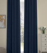 ROSARA HOME Pack of 2 Eyelet Polyester Curtains,Navy Blue