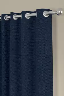 ROSARA HOME Pack of 2 Eyelet Polyester Curtains,Navy Blue