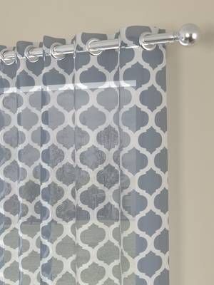 ROSARA HOME Pack of 2 Eyelet Cotton Curtains,Grey 2